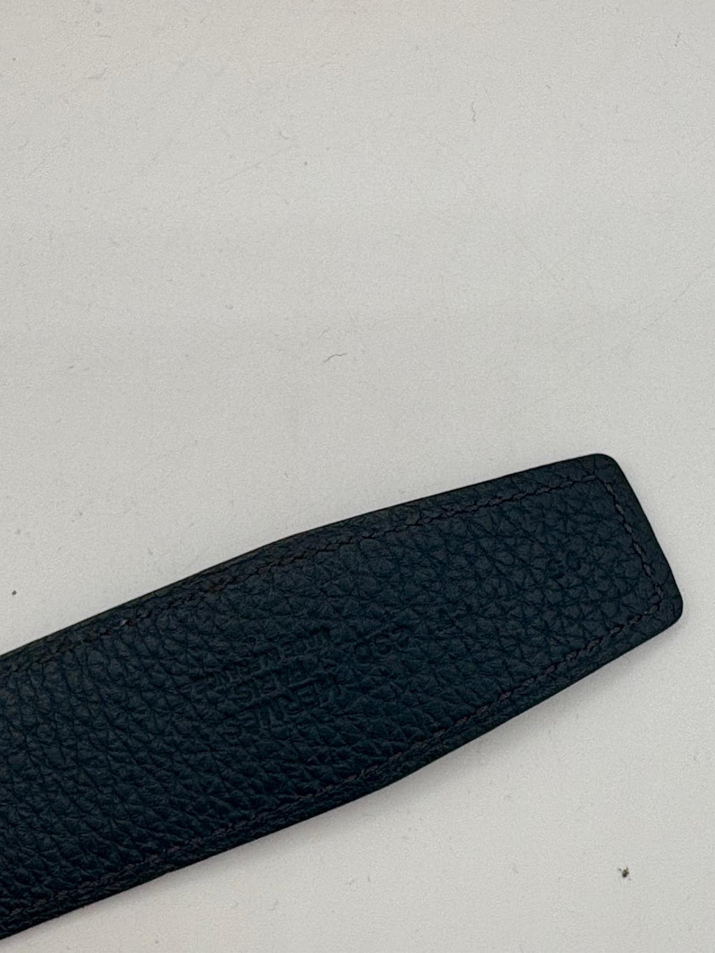 Hermes Navy Leather Belt Size 95 Navy 'Quizz' Buckle Silver Trim