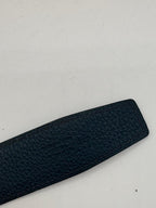 Hermes Navy Leather Belt Size 95 Navy 'Quizz' Buckle Silver Trim