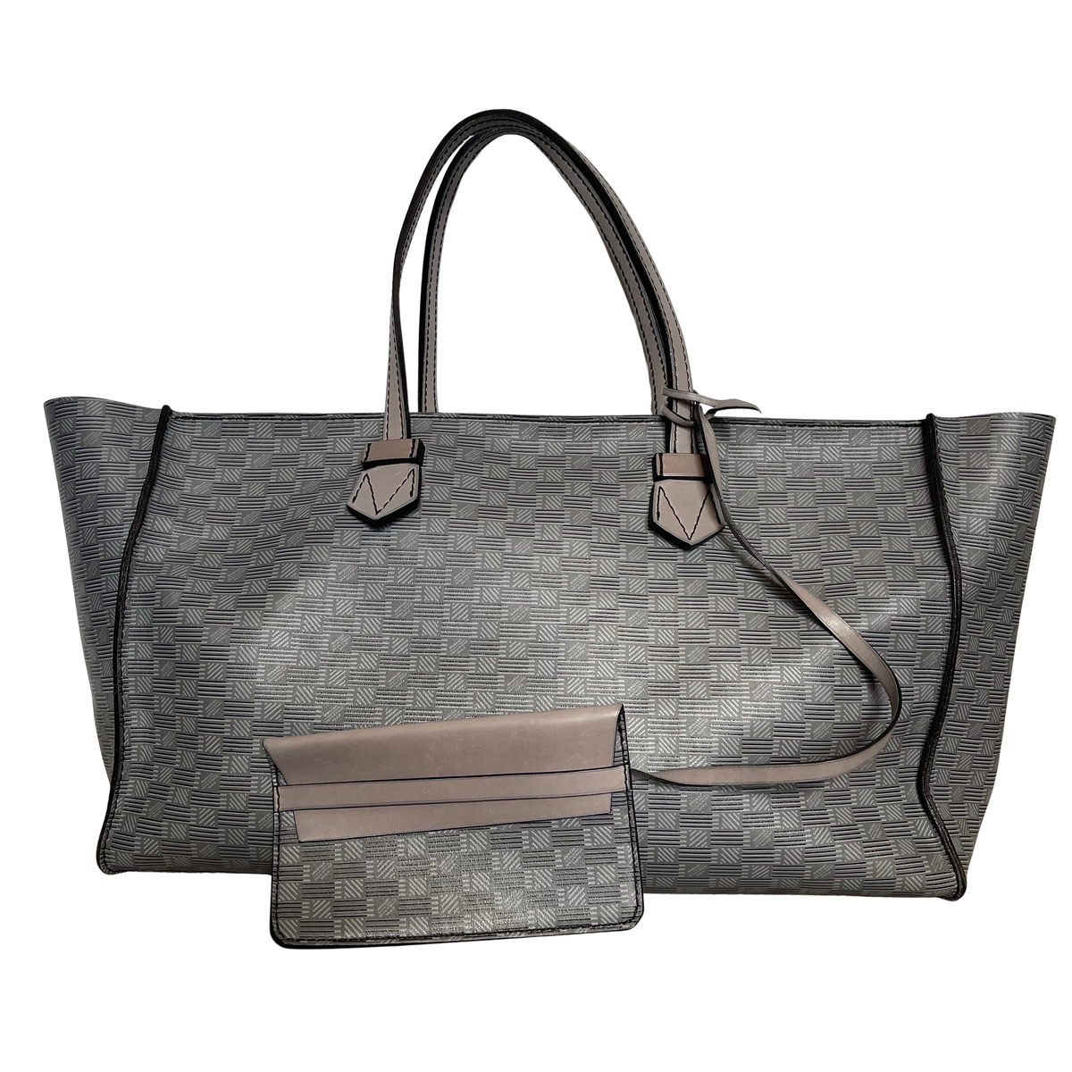 Moreau Paris Vincennes GM Reversible Tote – Grey Signature Print & Orange Leather