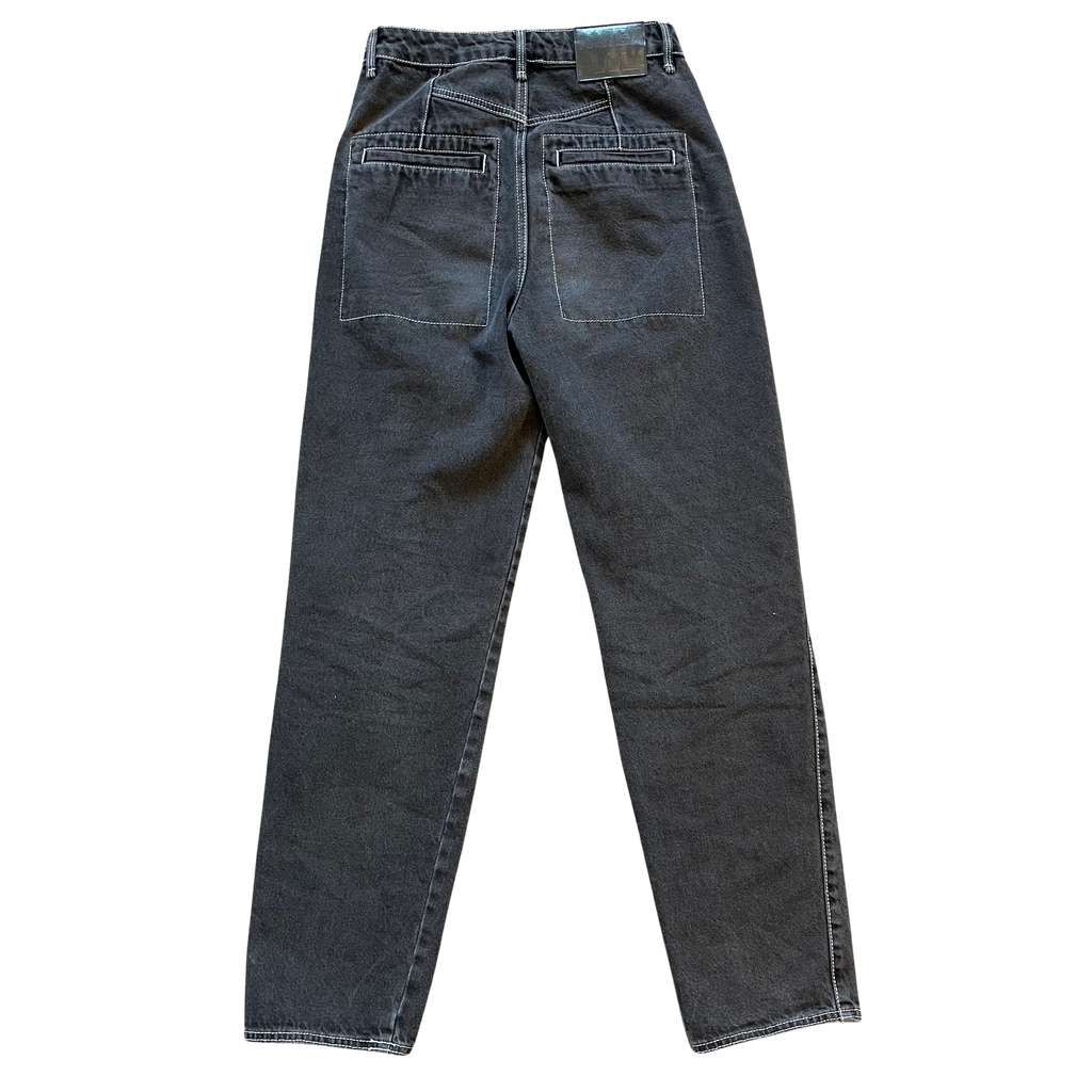Bimba y Lola Washed Black High-Waisted Jeans with Contrast Stitching