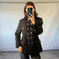 Vintage Hobbs Marilyn Anselm Black Wool Bouclé Military Jacket