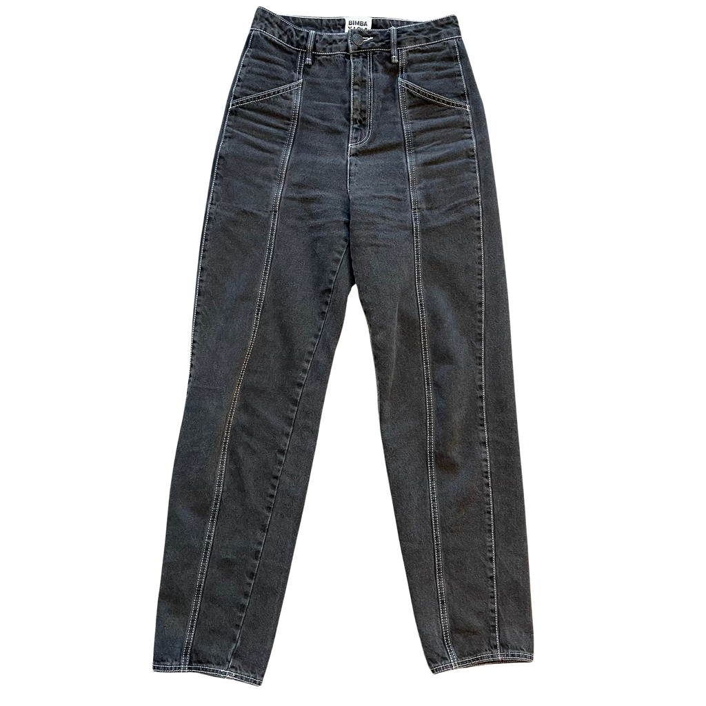 Bimba y Lola Washed Black High-Waisted Jeans with Contrast Stitching