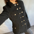 Vintage Hobbs Marilyn Anselm Black Wool Bouclé Military Jacket