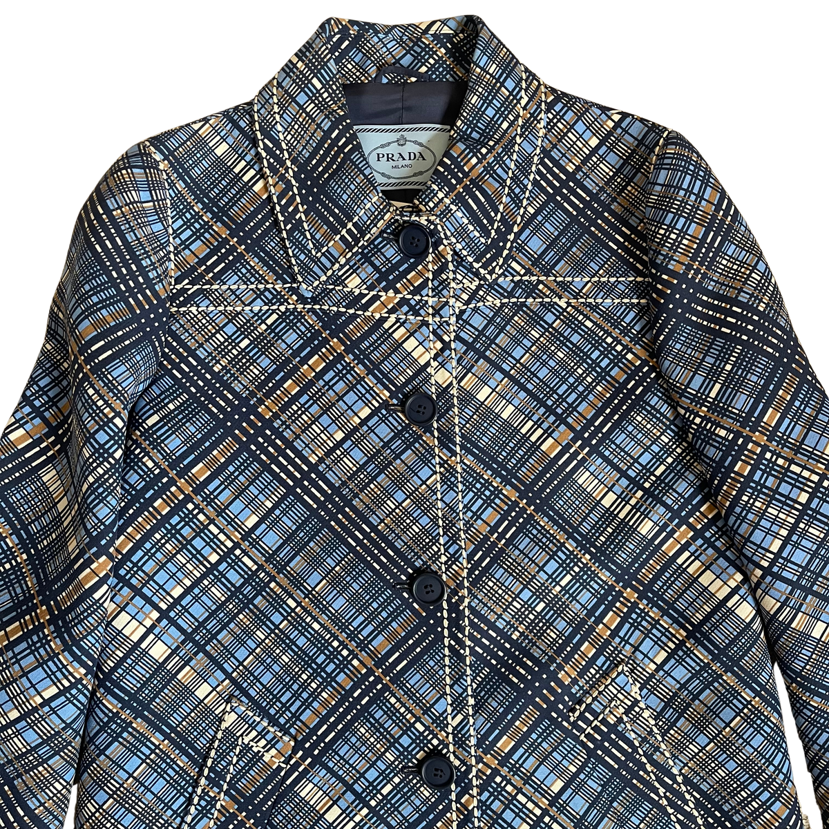 Prada Jacket IT 42 UK 10 Blue Checked