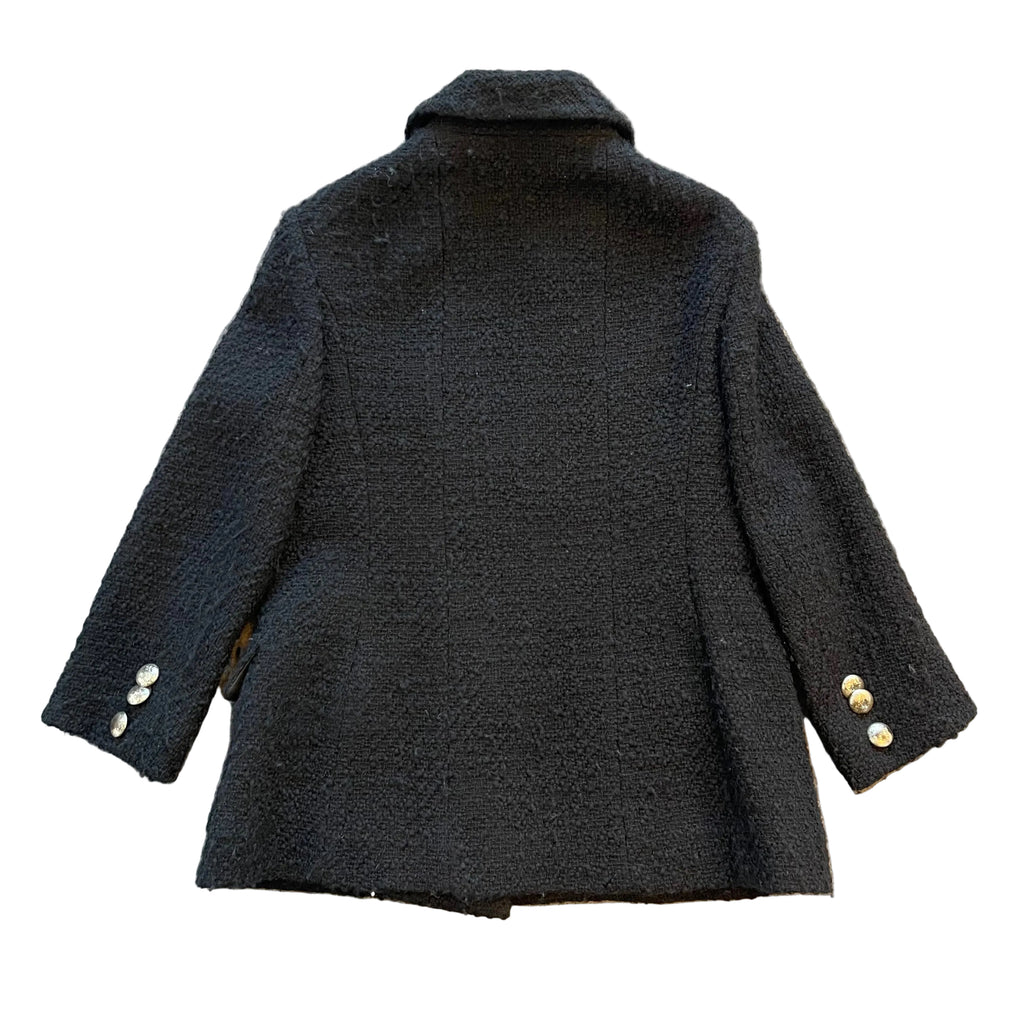Vintage Hobbs Marilyn Anselm Black Wool Bouclé Military Jacket