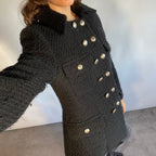 Vintage Hobbs Marilyn Anselm Black Wool Bouclé Military Jacket