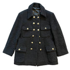 Vintage Hobbs Marilyn Anselm Black Wool Bouclé Military Jacket