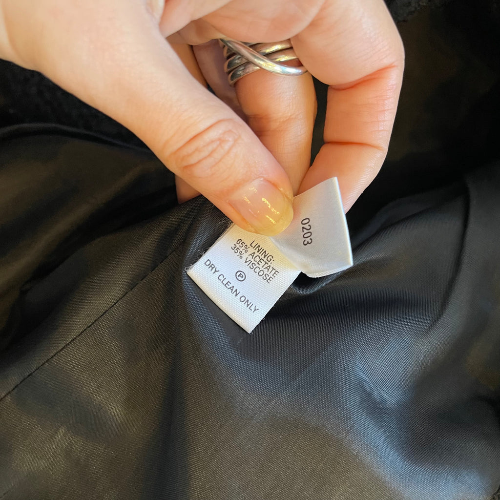 Vintage Hobbs Marilyn Anselm Black Wool Bouclé Military Jacket