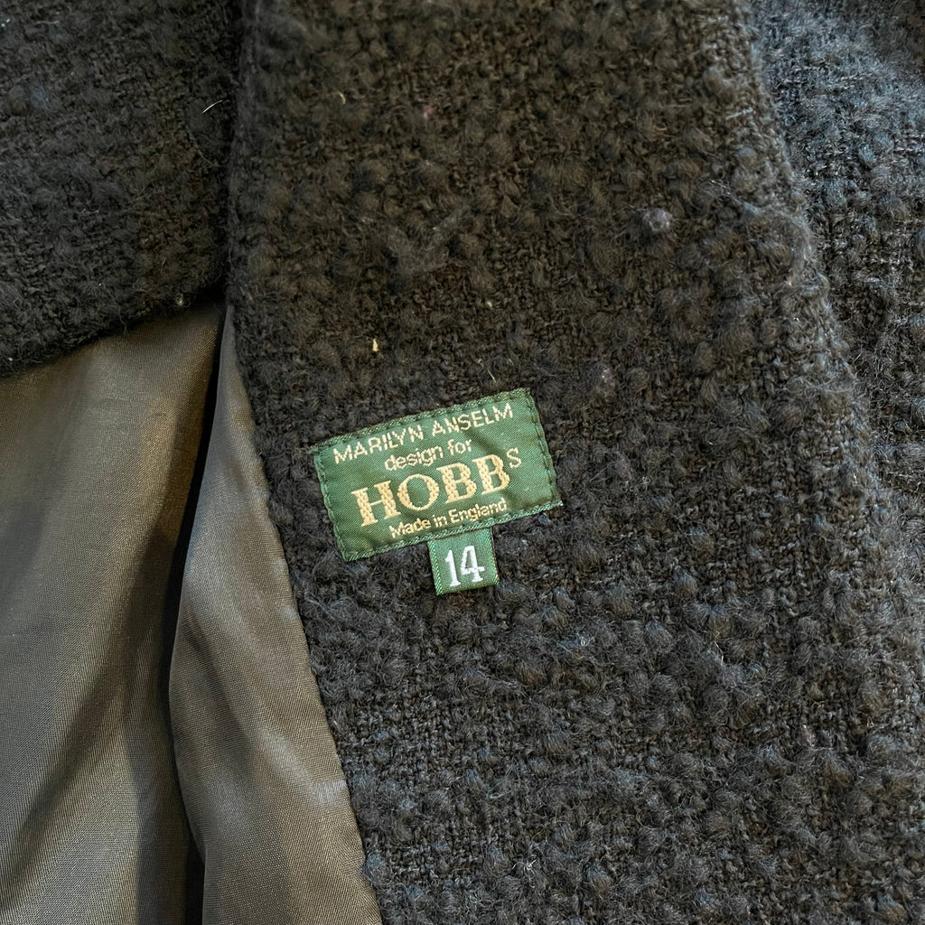 Vintage Hobbs Marilyn Anselm Black Wool Bouclé Military Jacket