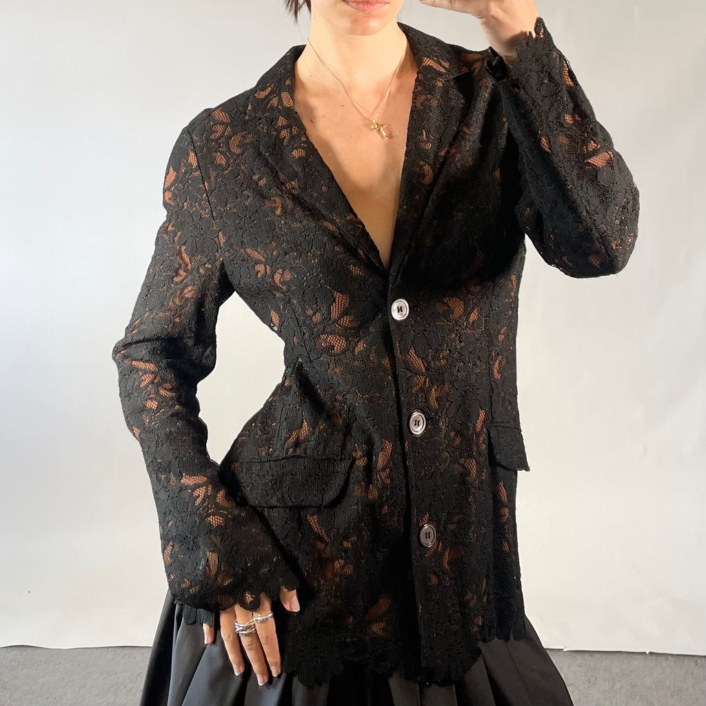 Ozbek Black Lace Blazer UK M