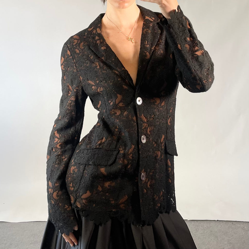 Ozbek Black Lace Blazer UK M