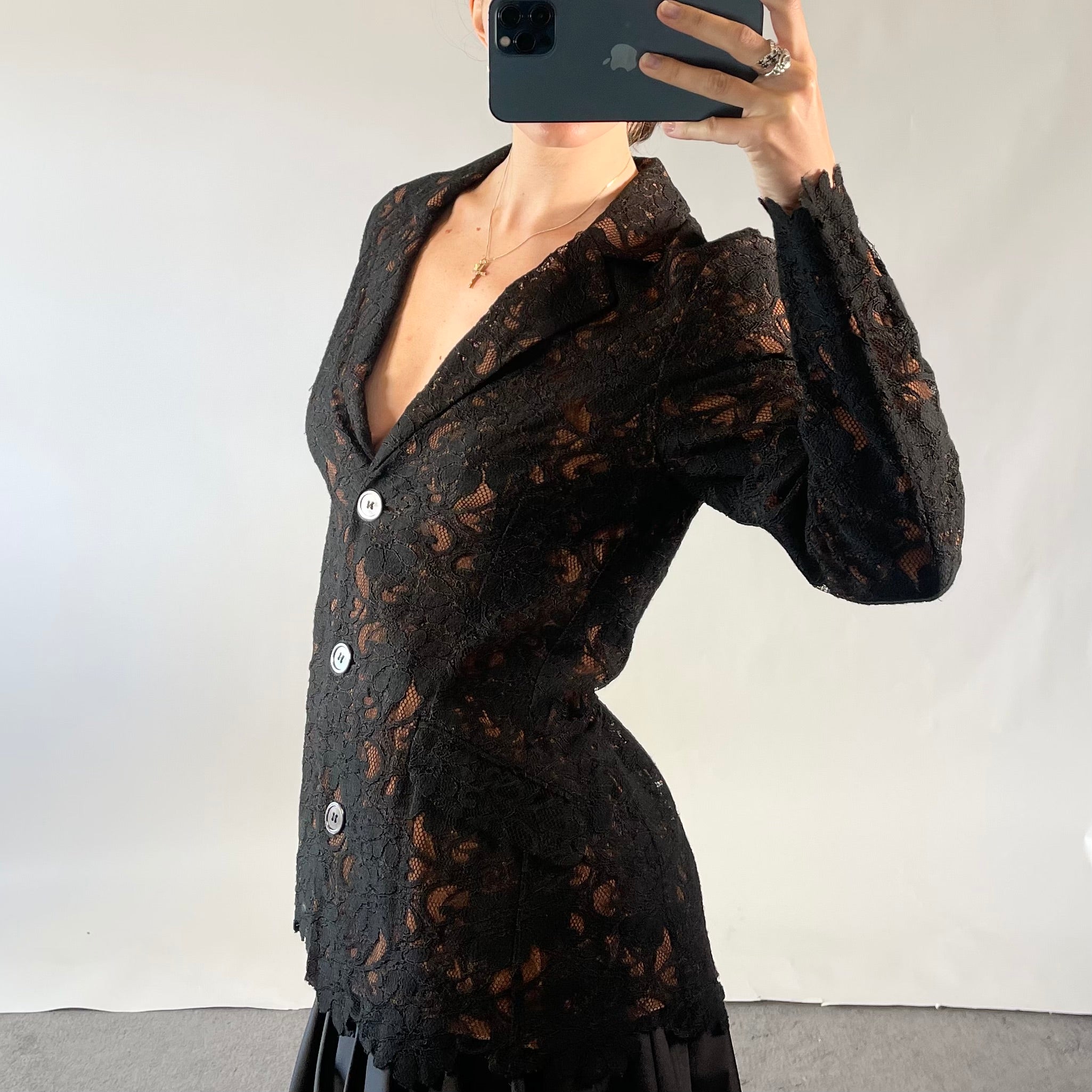 Ozbek Black Lace Blazer UK M