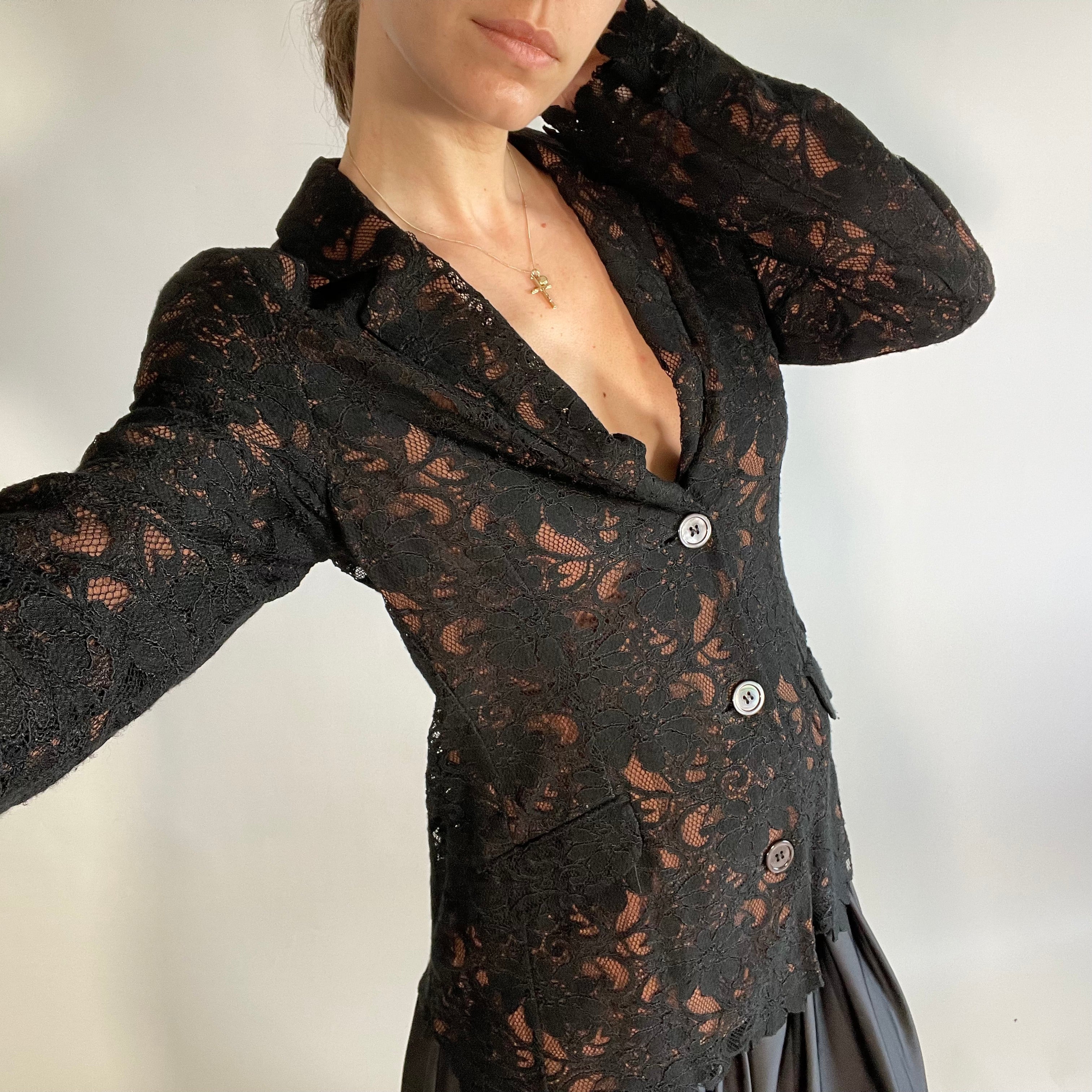 Ozbek Black Lace Blazer UK M