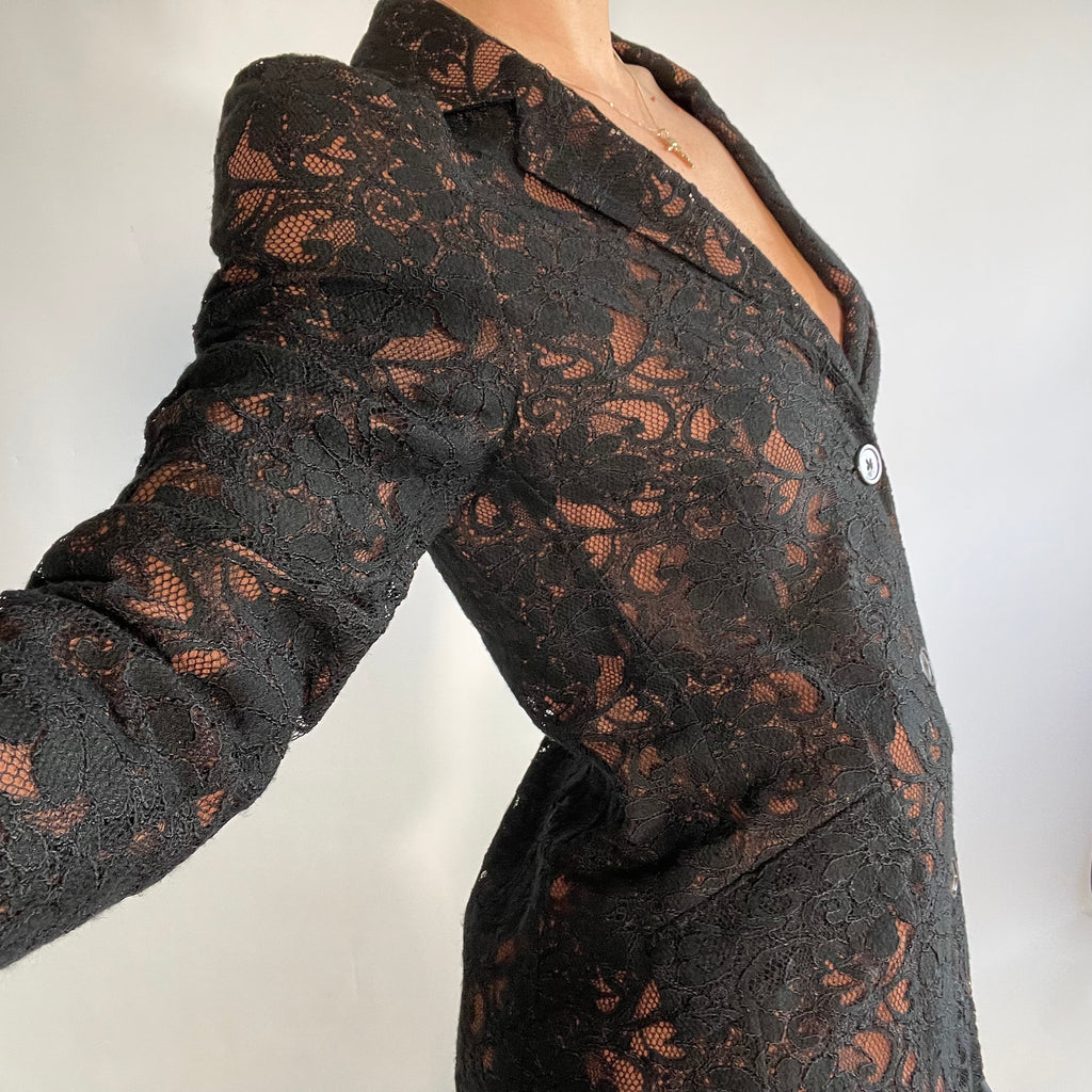 Ozbek Black Lace Blazer UK M