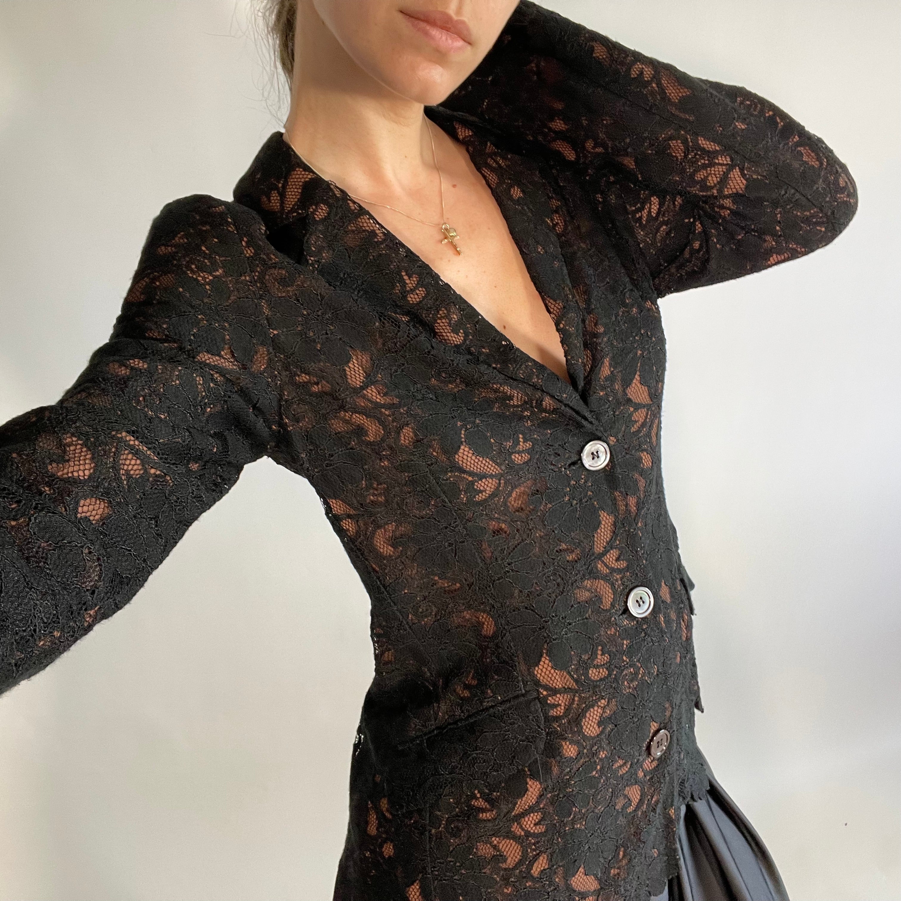 Ozbek Black Lace Blazer UK M