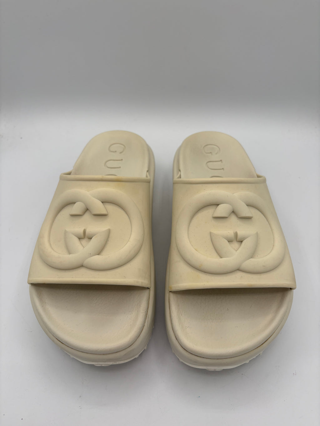 Gucci Sliders UK 3 EU 36 Beige Platform Rubber