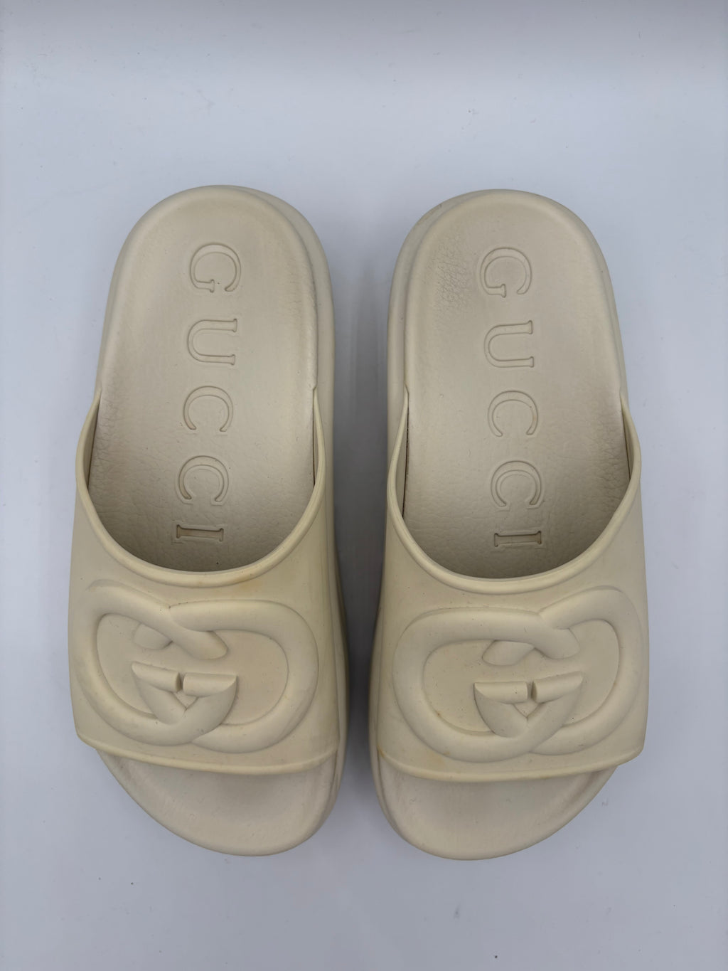 Gucci Sliders UK 3 EU 36 Beige Platform Rubber