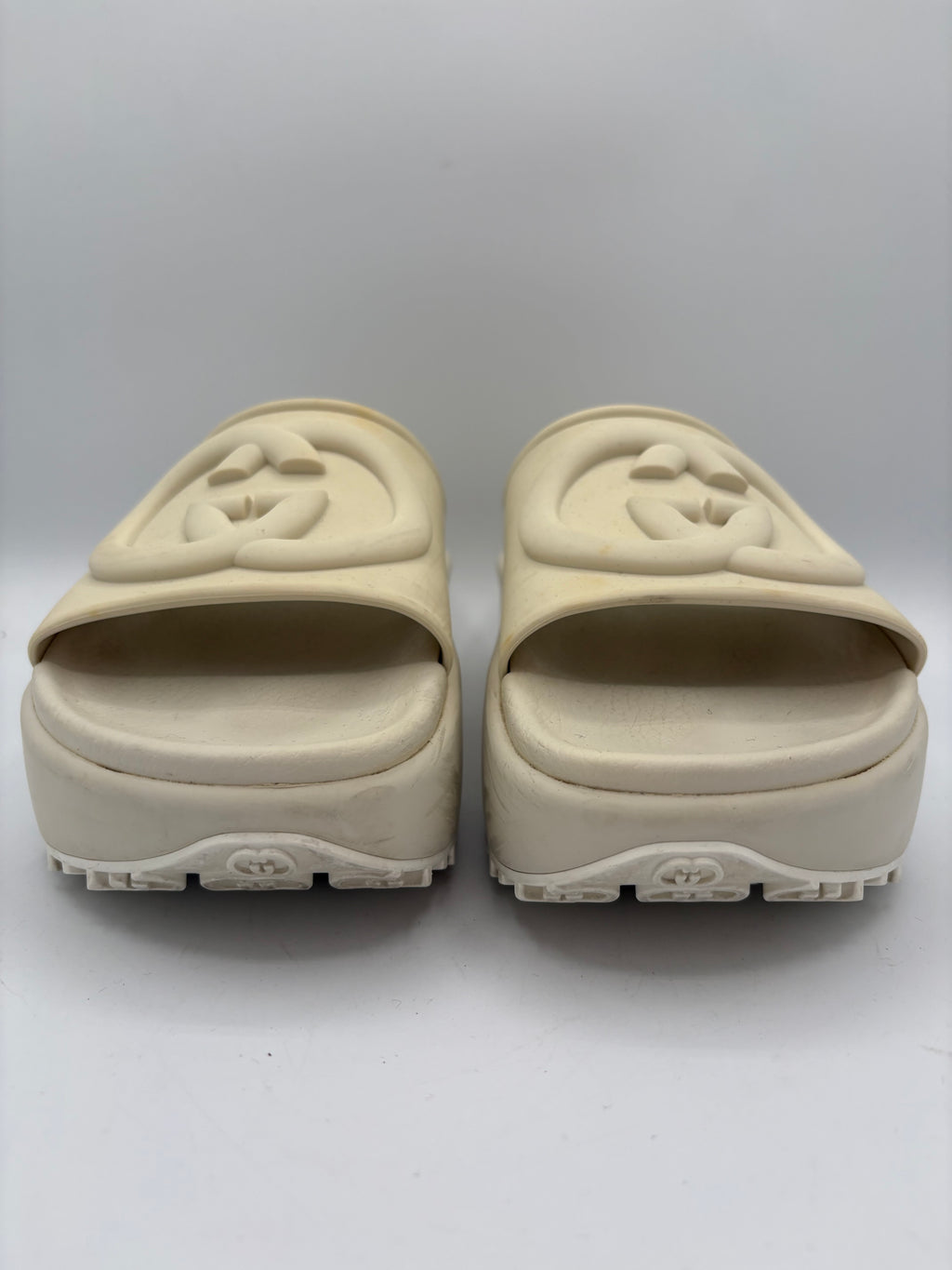 Gucci Sliders UK 3 EU 36 Beige Platform Rubber