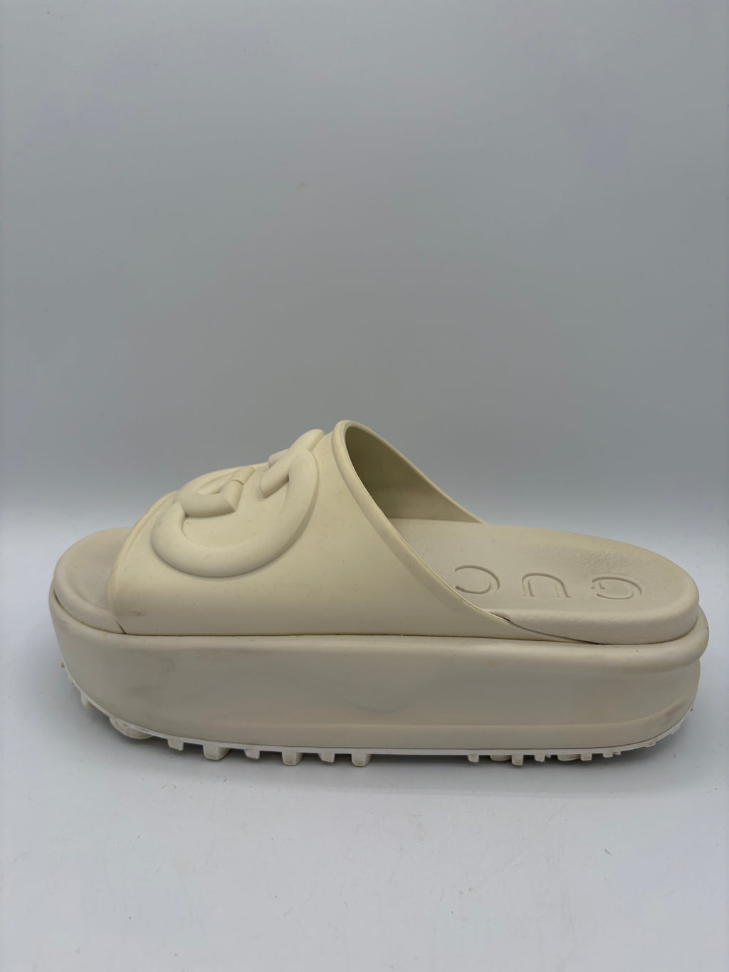 Gucci Sliders UK 3 EU 36 Beige Platform Rubber