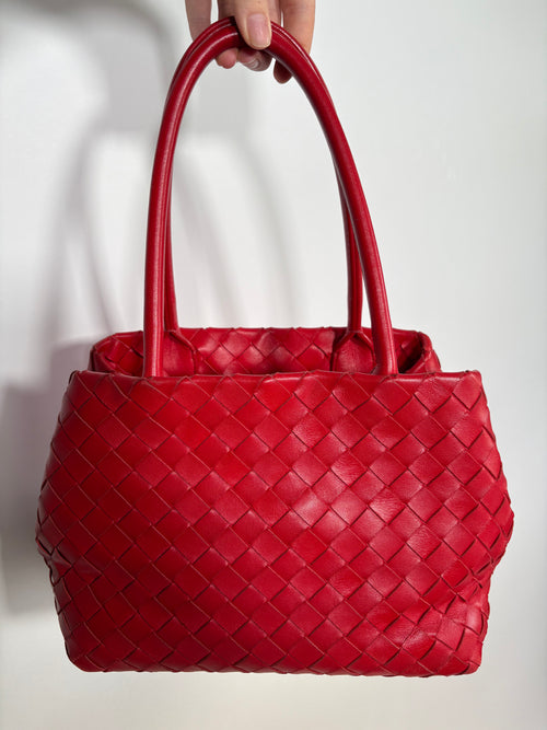 Bottega Veneta Intrecciato Red Tote Bag