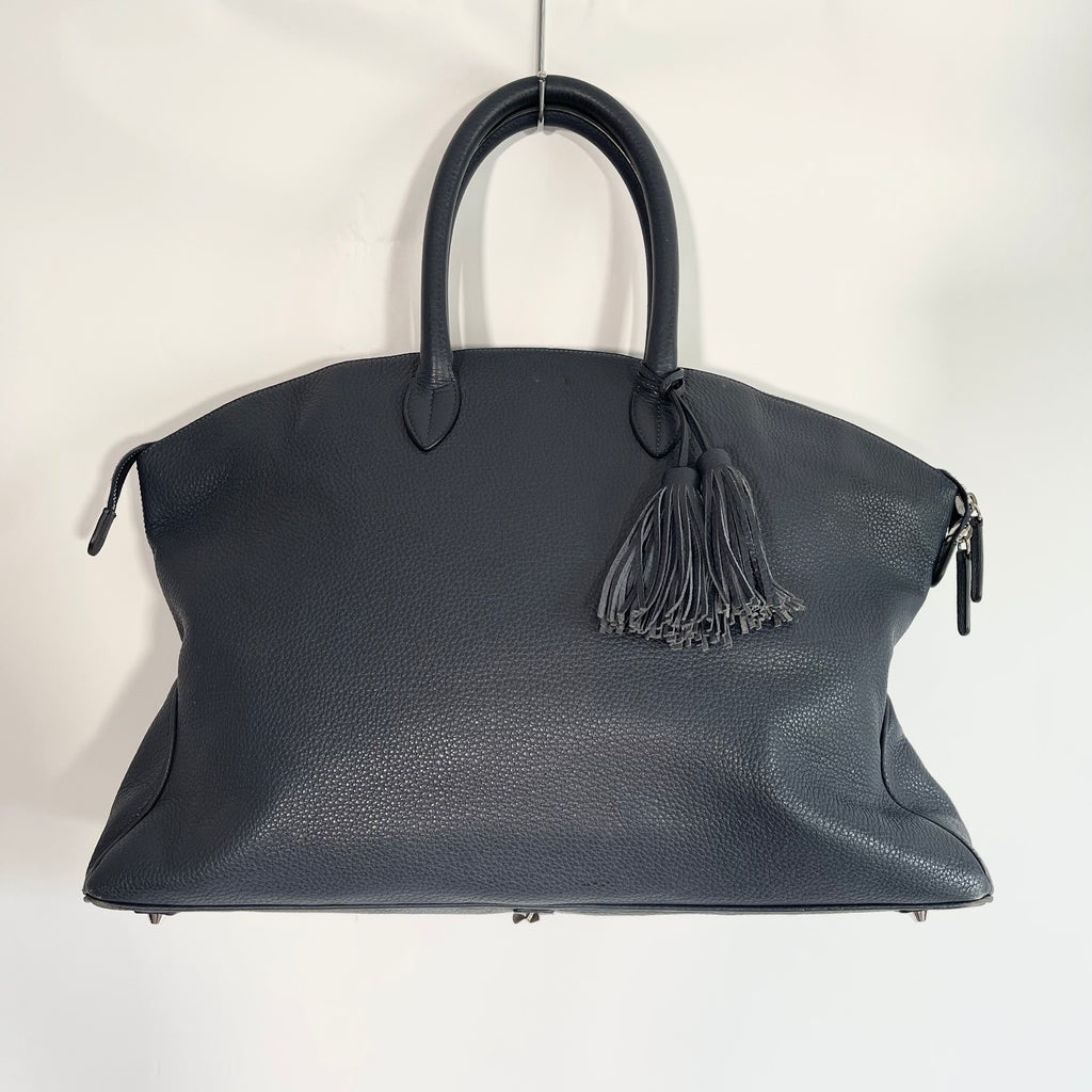 Acate Blue Grained Leather Tote