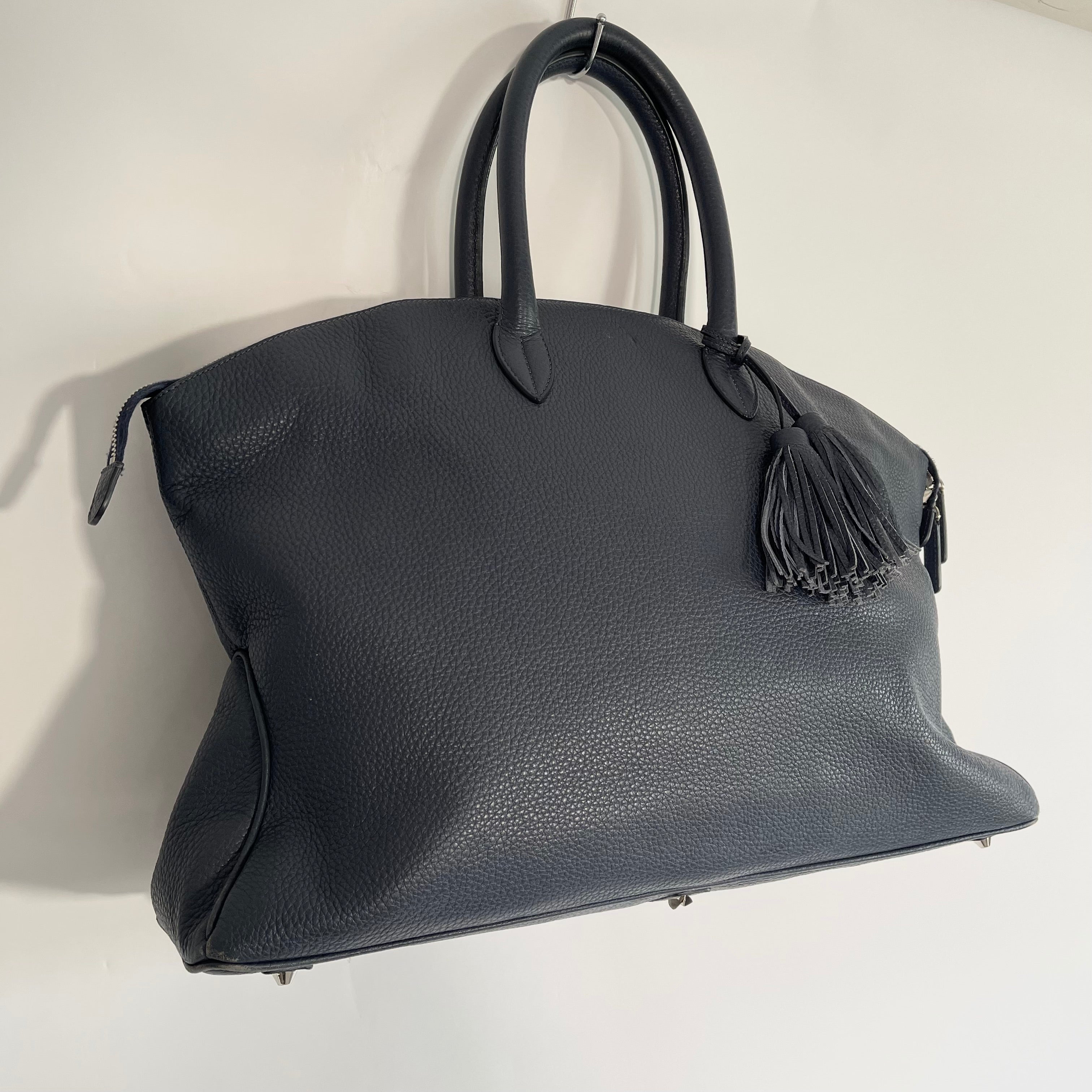 Acate Blue Grained Leather Tote
