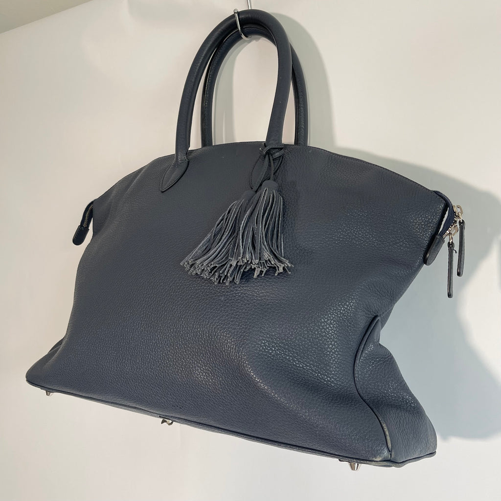 Acate Blue Grained Leather Tote