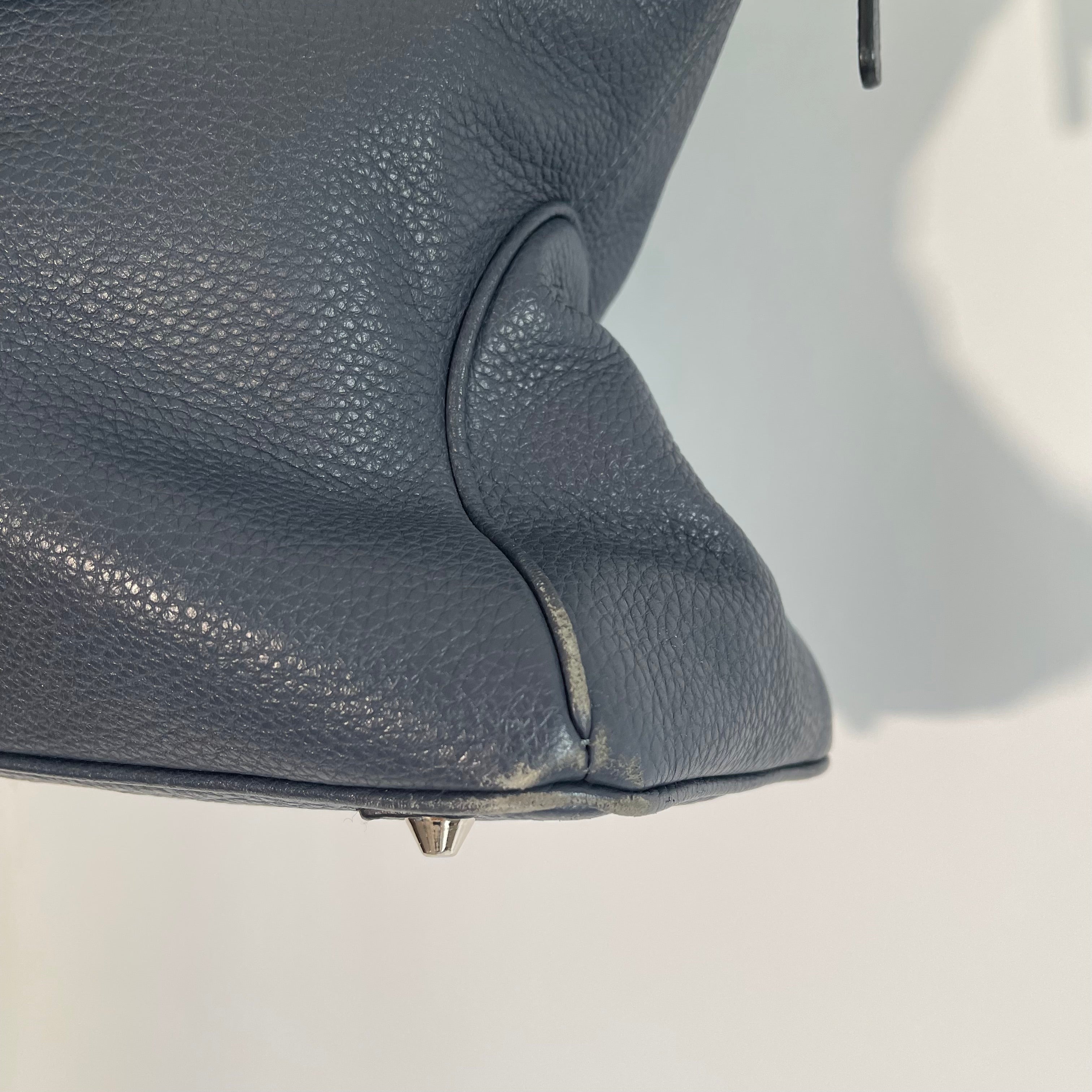 Acate Blue Grained Leather Tote