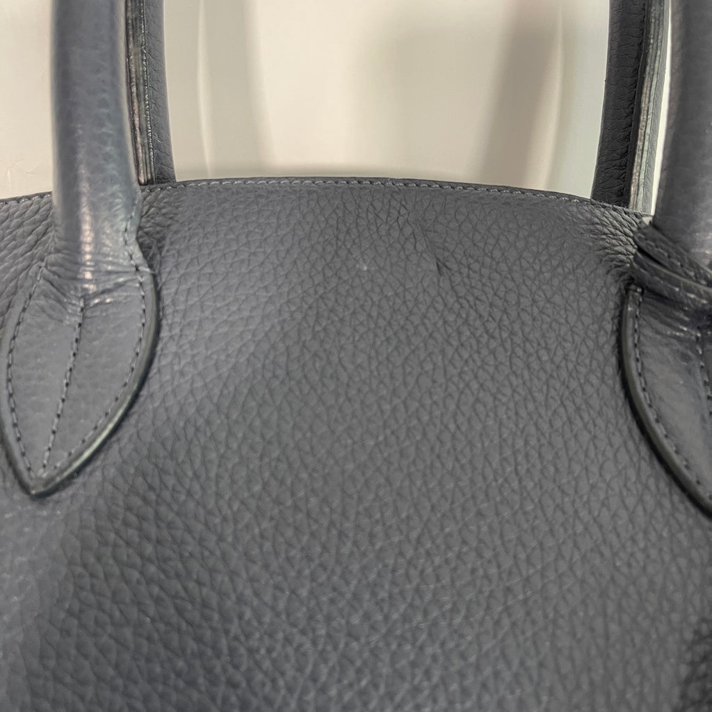 Acate Blue Grained Leather Tote