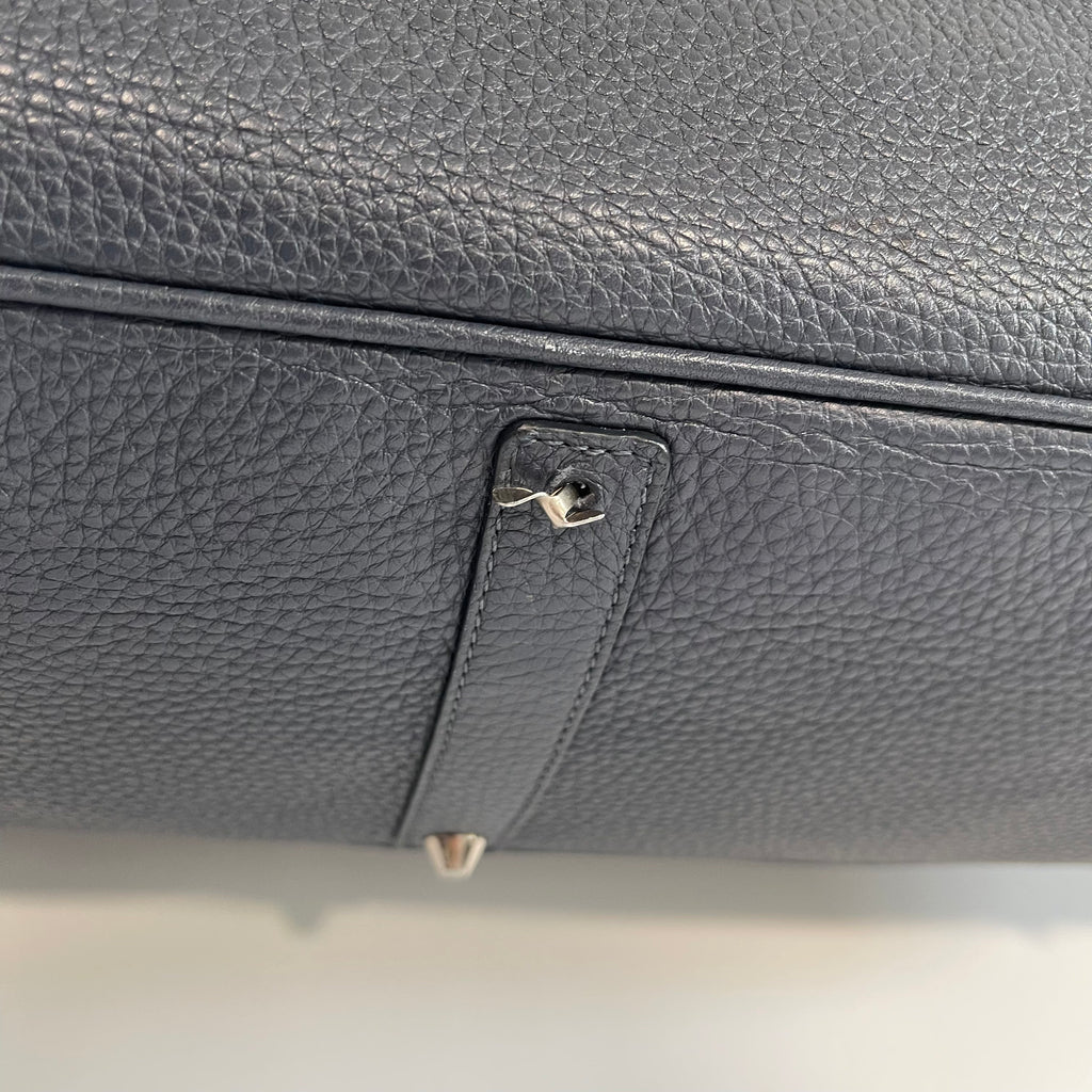 Acate Blue Grained Leather Tote