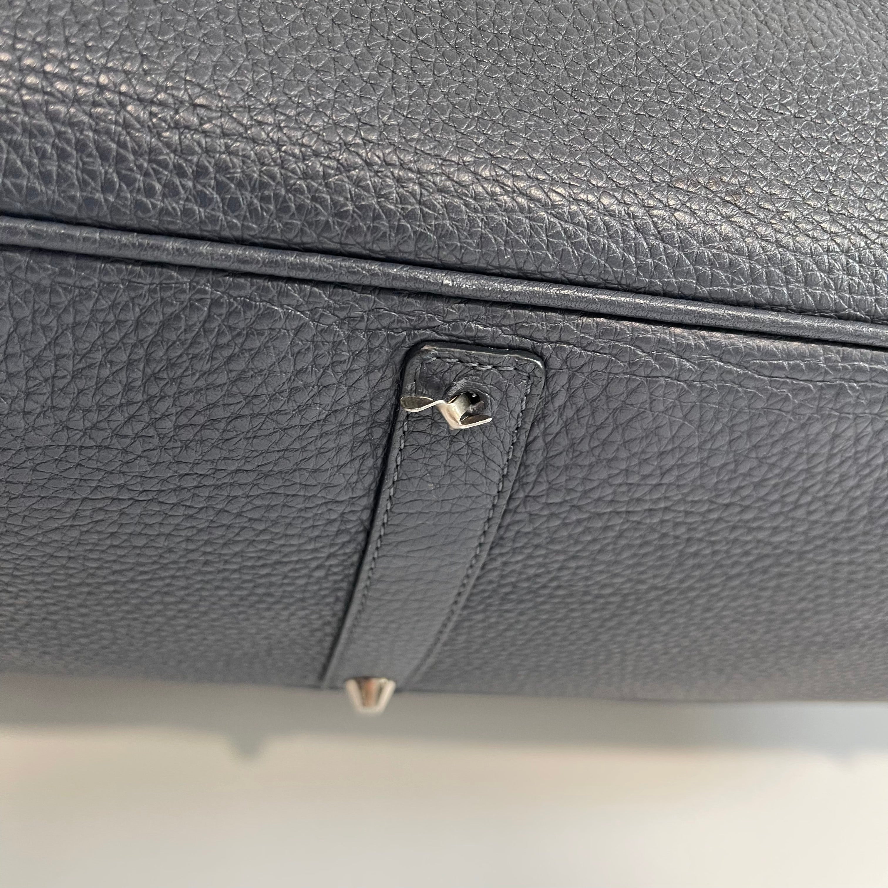 Acate Blue Grained Leather Tote