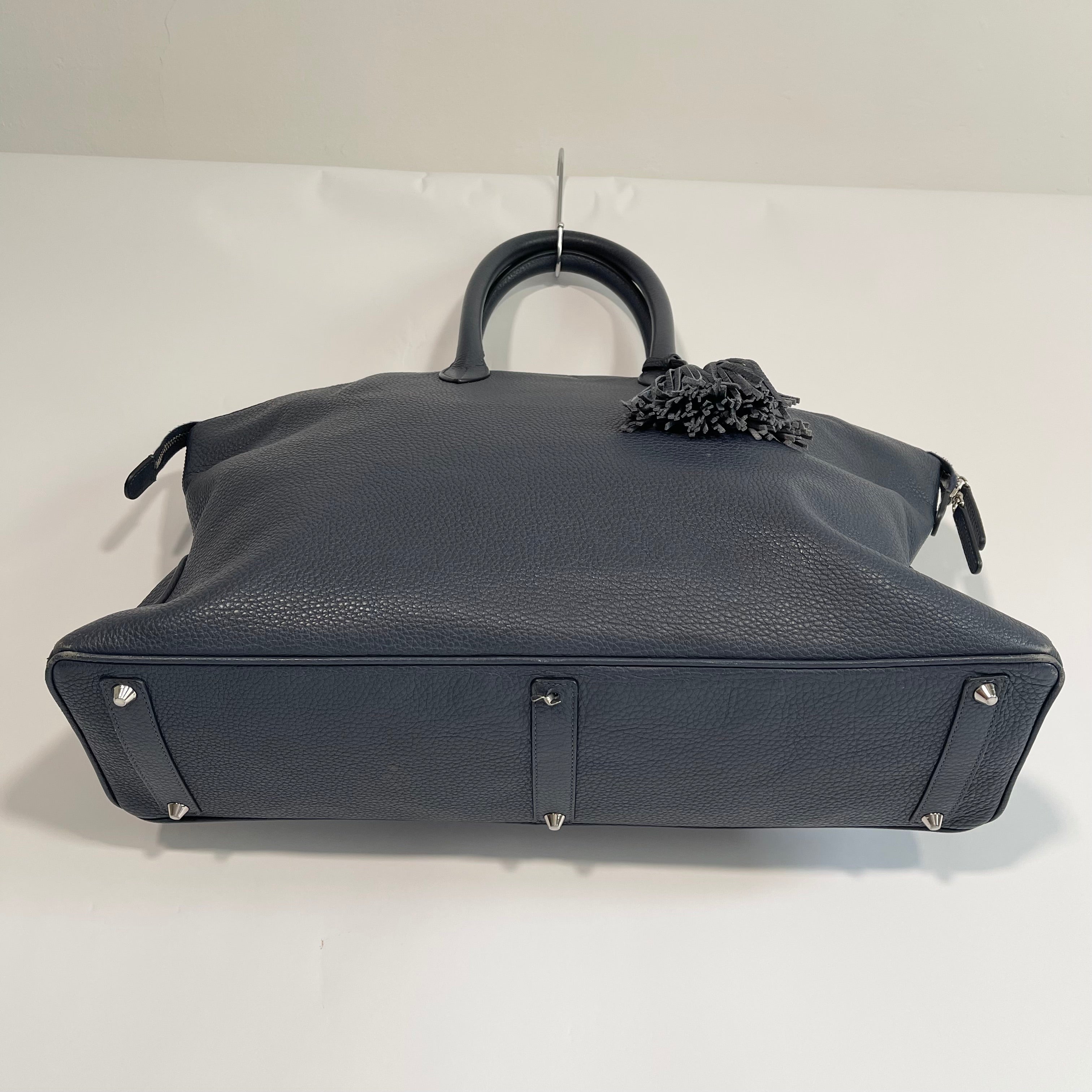 Acate Blue Grained Leather Tote