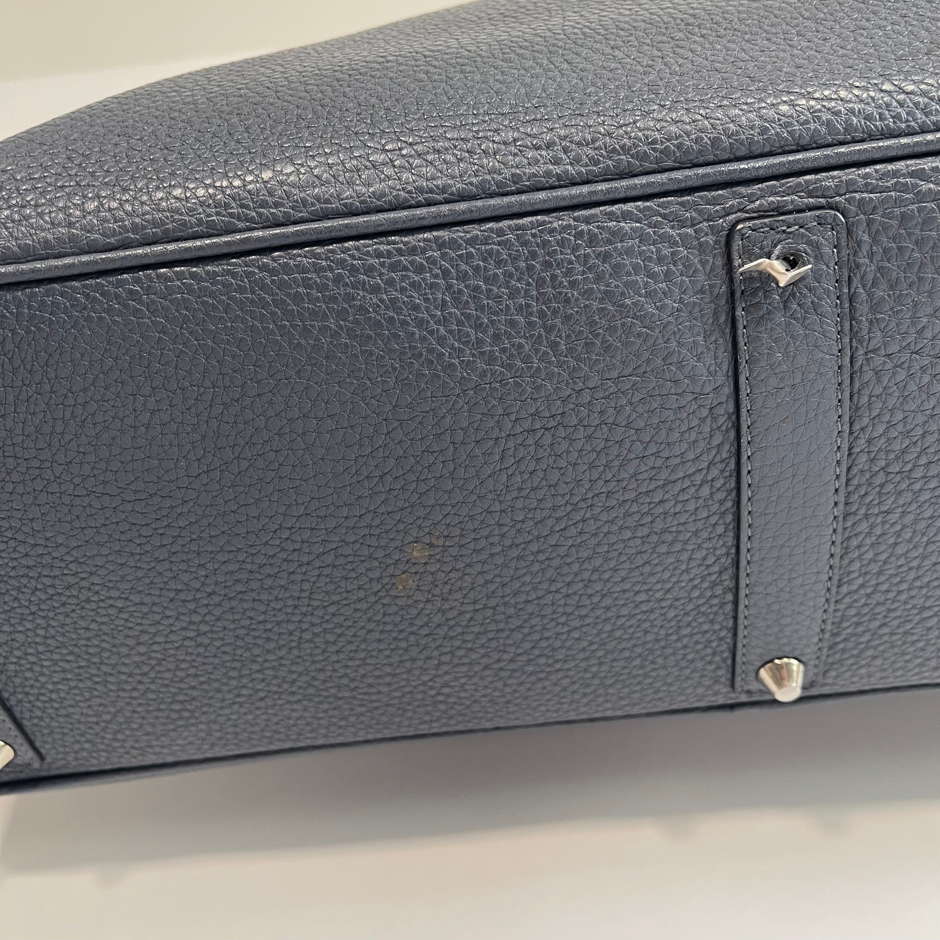 Acate Blue Grained Leather Tote