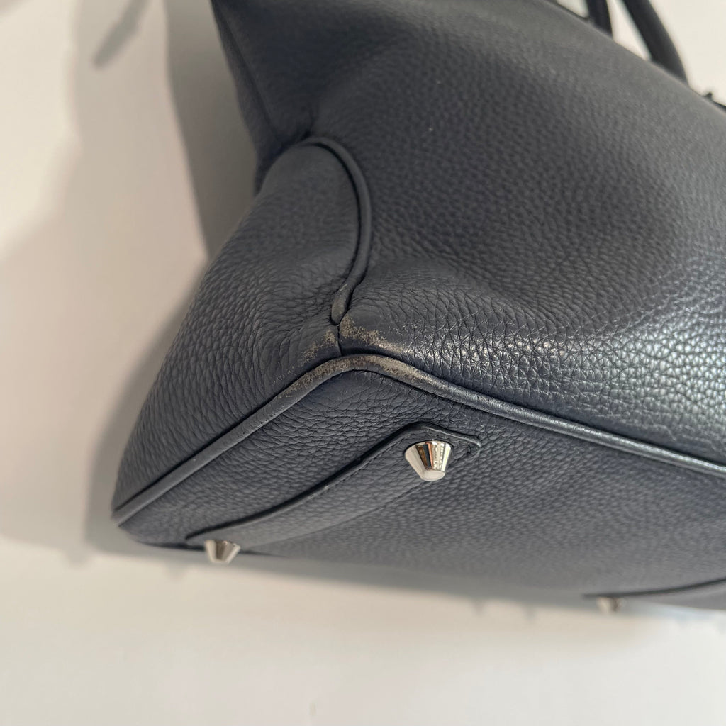 Acate Blue Grained Leather Tote
