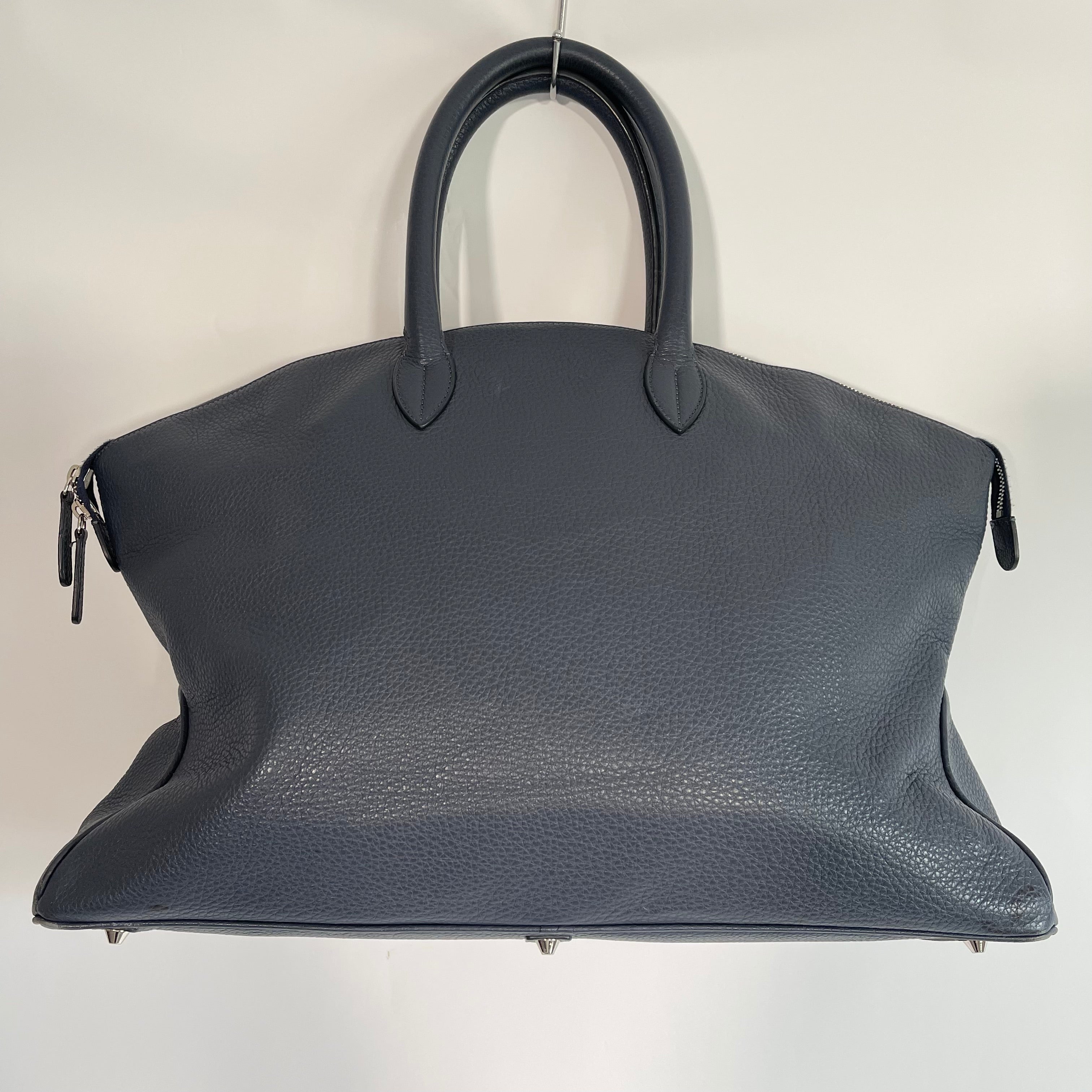 Acate Blue Grained Leather Tote