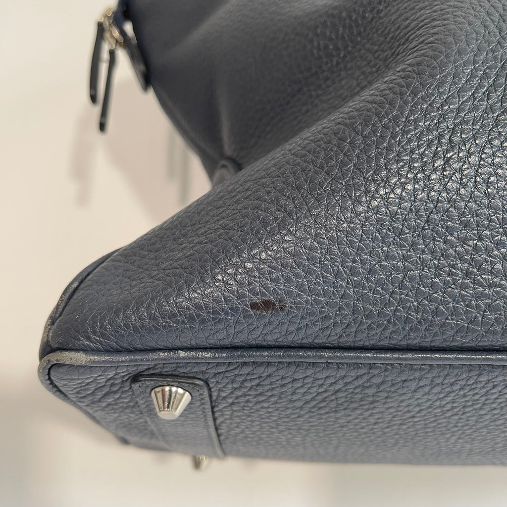 Acate Blue Grained Leather Tote