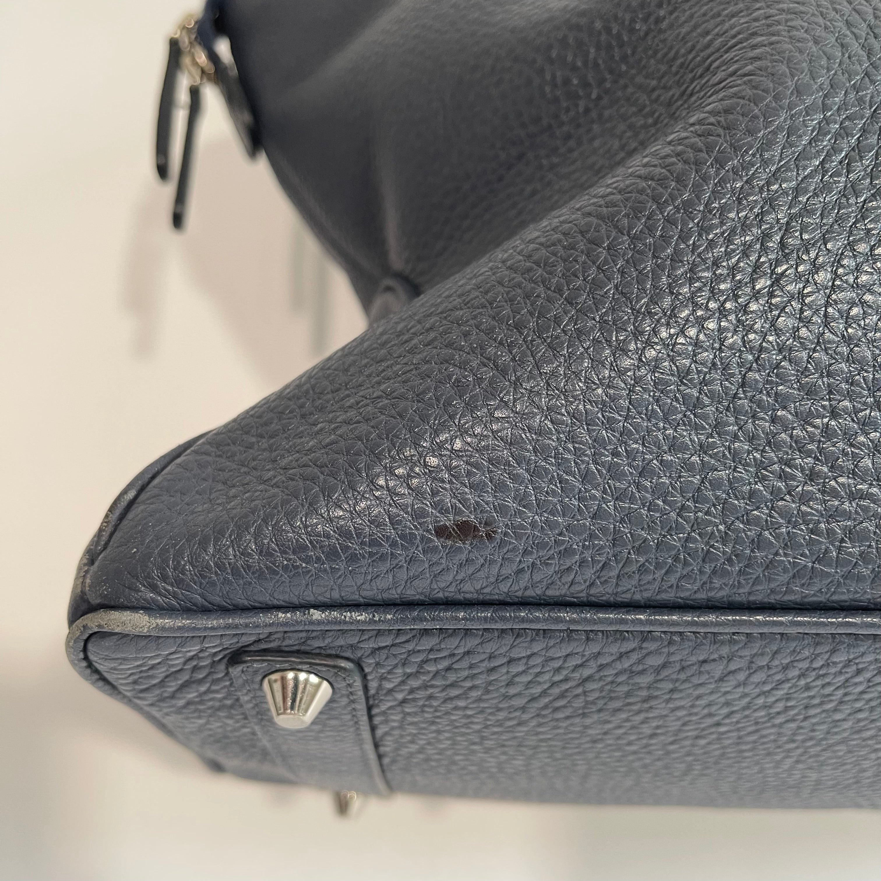 Acate Blue Grained Leather Tote