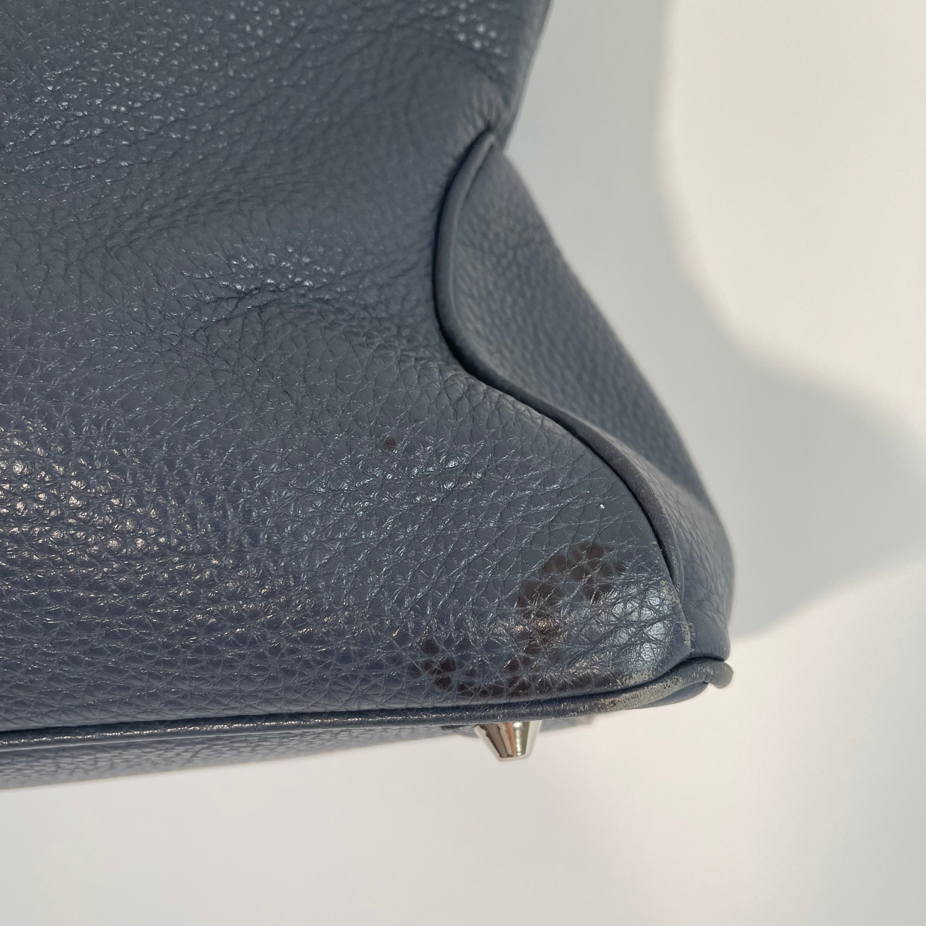 Acate Blue Grained Leather Tote
