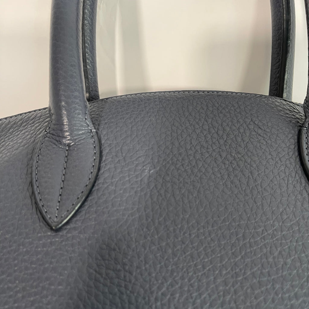 Acate Blue Grained Leather Tote