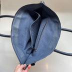 Acate Blue Grained Leather Tote