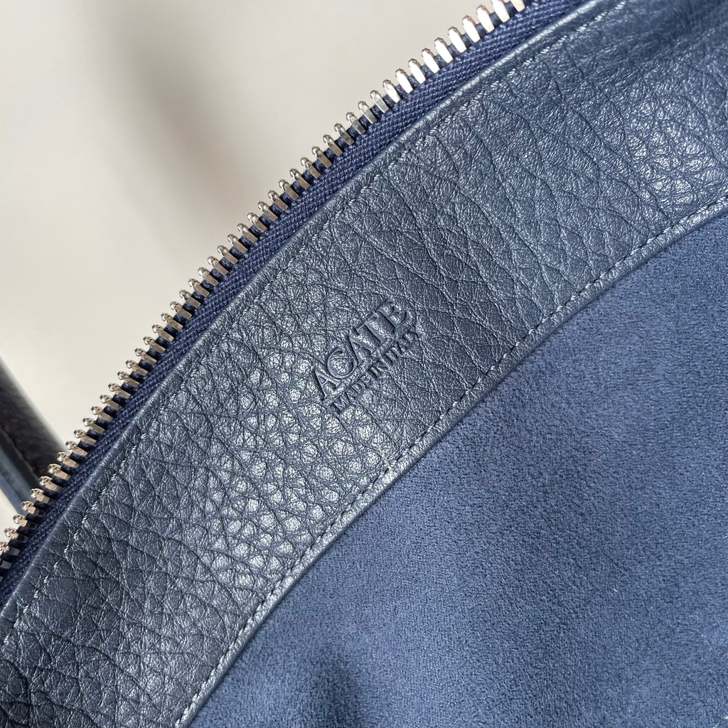 Acate Blue Grained Leather Tote
