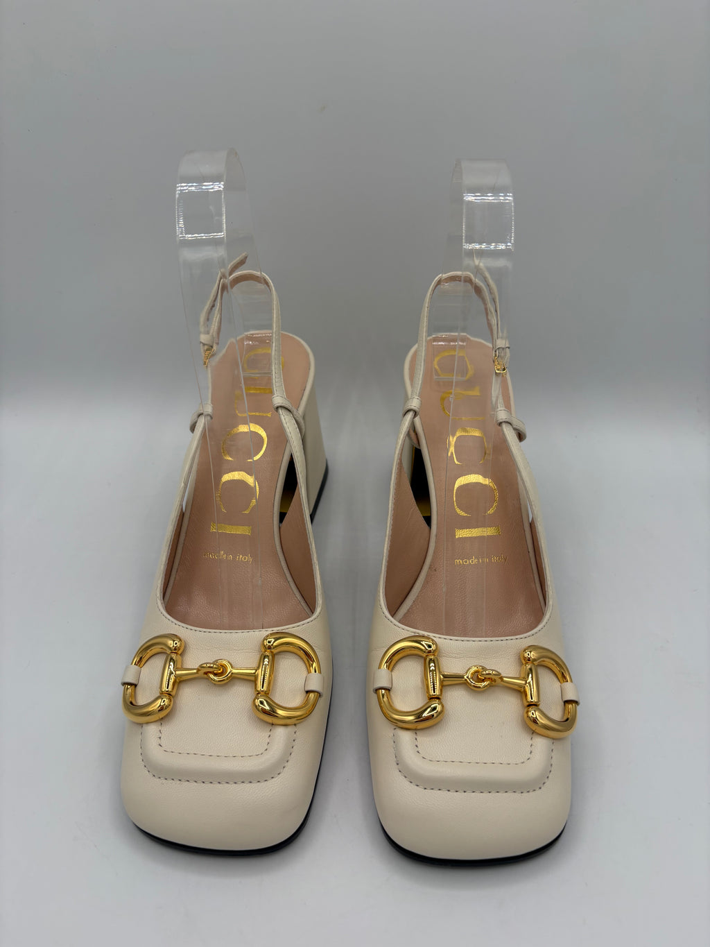 Gucci Cream Shoes EU 36 UK 3 Gold Horsebit Slingbacks