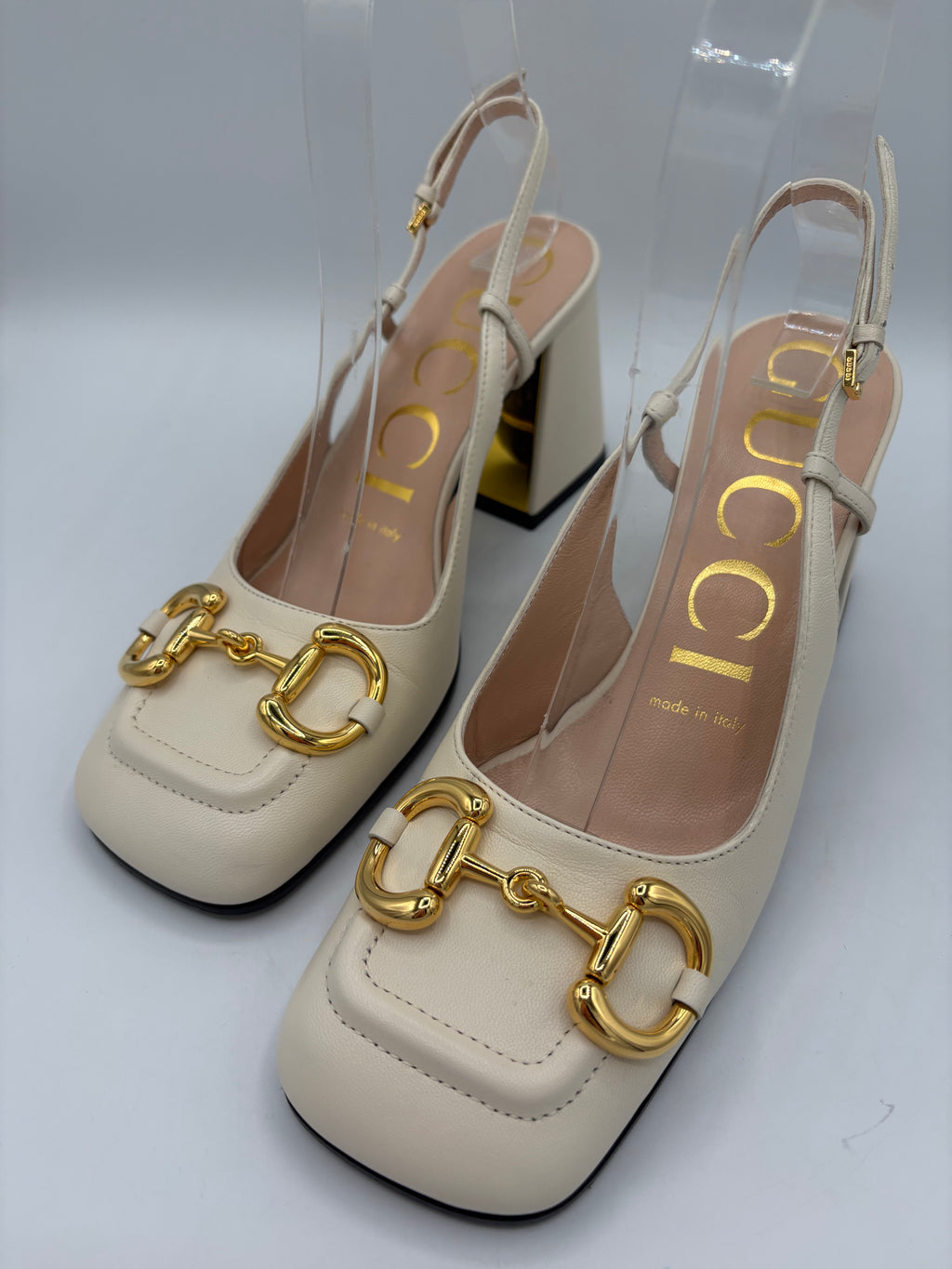 Gucci Cream Shoes EU 36 UK 3 Gold Horsebit Slingbacks