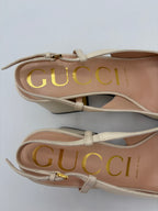 Gucci Cream Shoes EU 36 UK 3 Gold Horsebit Slingbacks