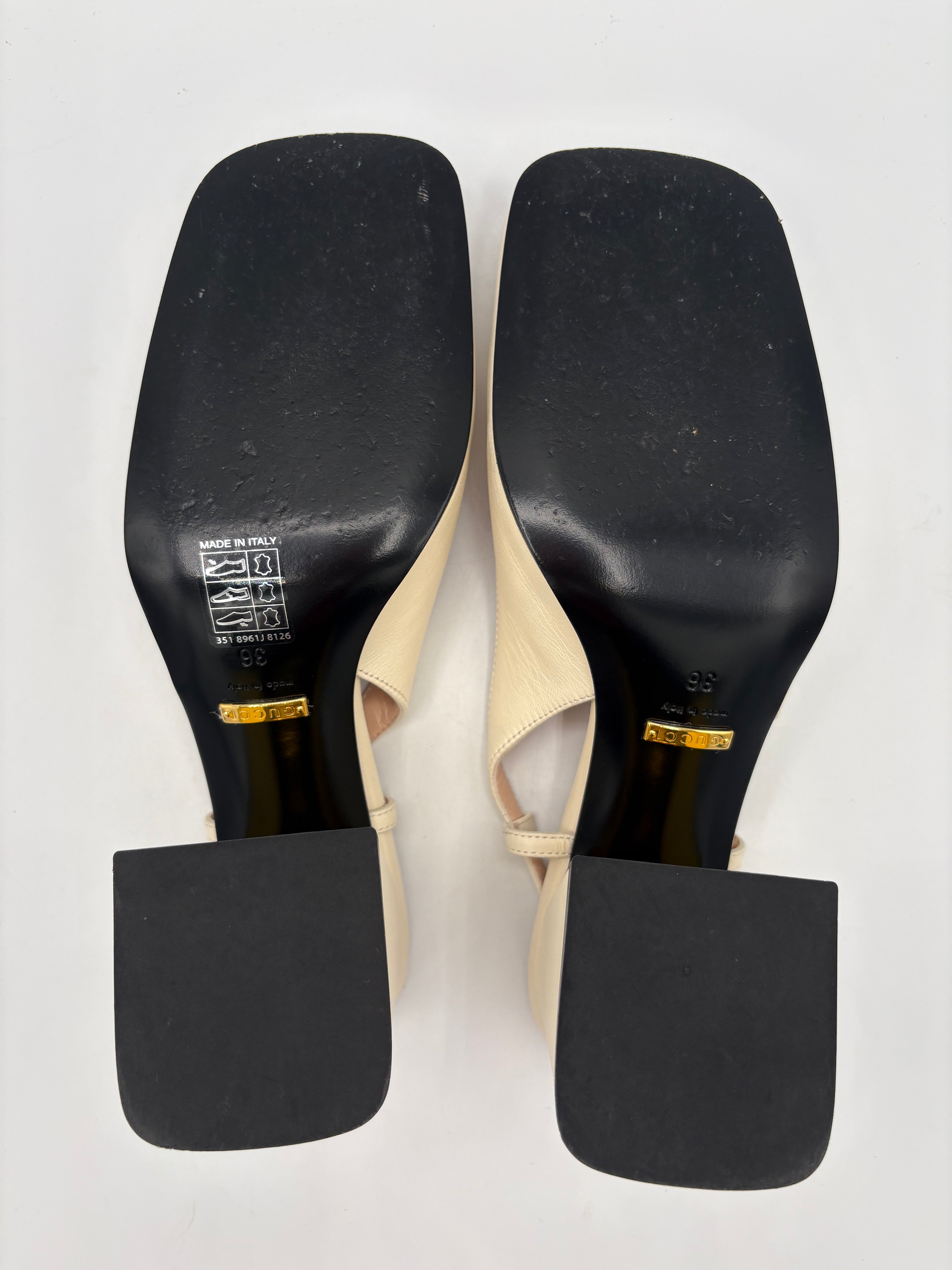 Gucci Cream Shoes EU 36 UK 3 Gold Horsebit Slingbacks