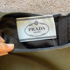 Prada IT44 UK12 Set Coat Dress Vintage Wool Khaki Black Contrast Buttoned Midi