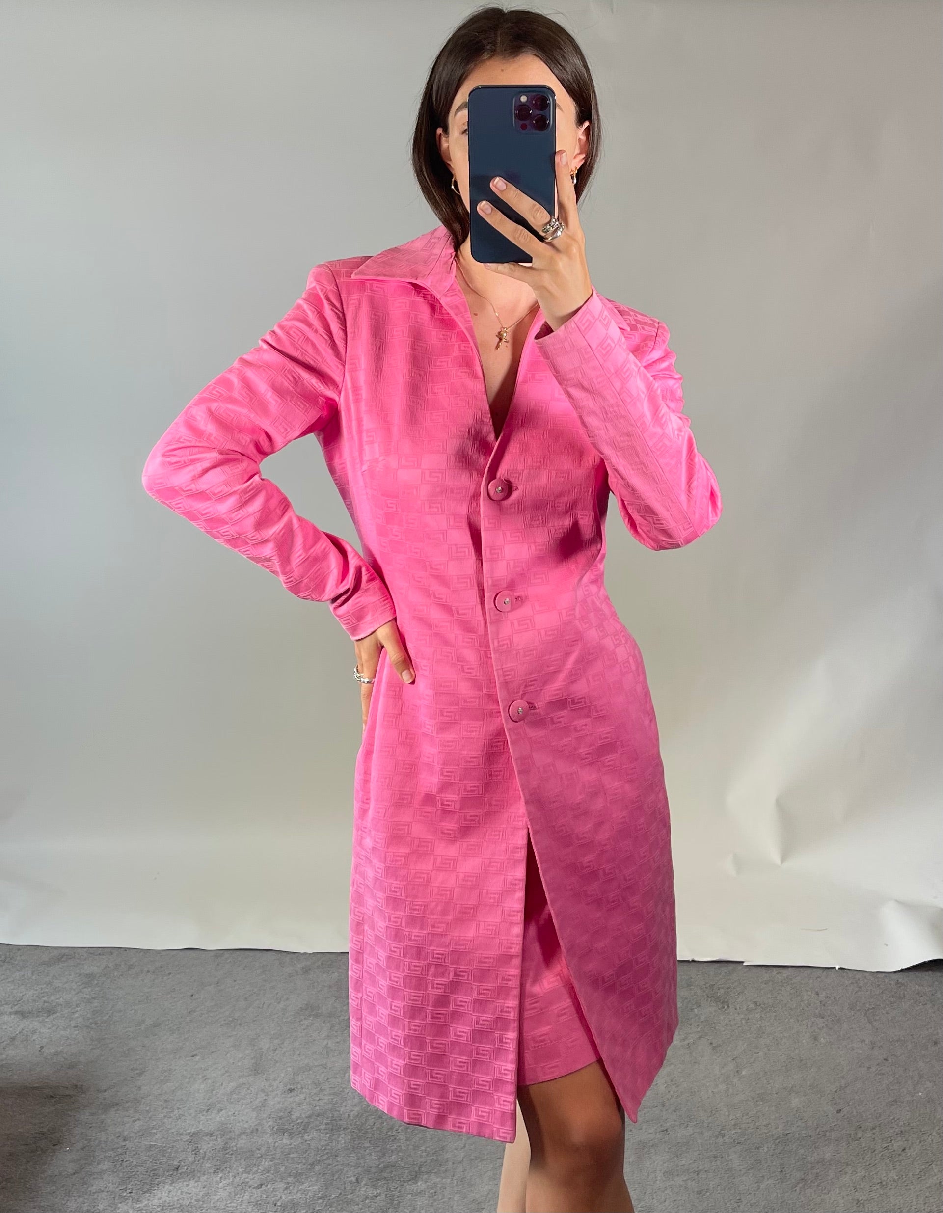 Versace Classic V2 UK12 Pink Skirt Suit