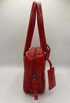 Giorgio Armani Bag Vintage Genuine Crocodile Leather Red Top Handle Handbag
