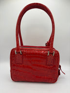 Giorgio Armani Bag Vintage Genuine Crocodile Leather Red Top Handle Handbag