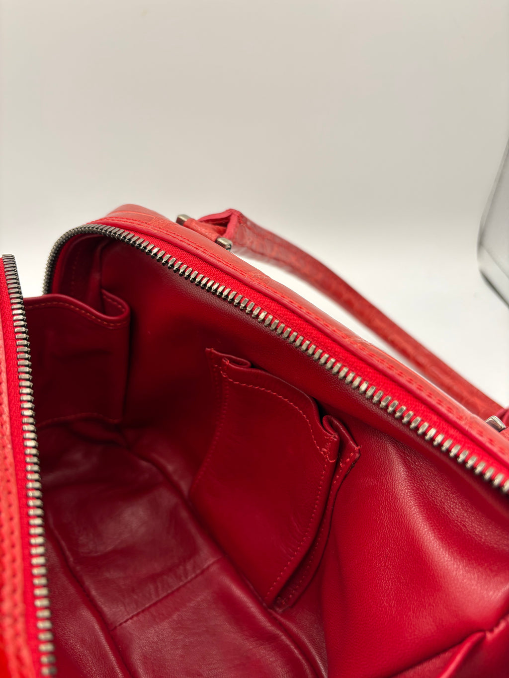 Giorgio Armani Bag Vintage Genuine Crocodile Leather Red Top Handle Handbag